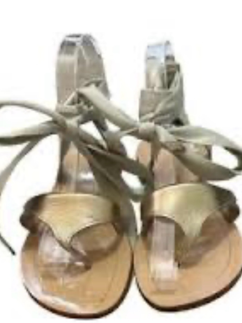 Alejandro Ingelmo “Marina” Women's Metallic Gold Lace-Up Sandals size 37 US 6.5
